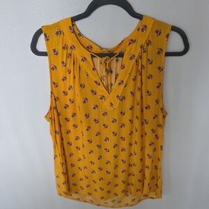 Old Navy Mustard Floral Sleeveless Blouse